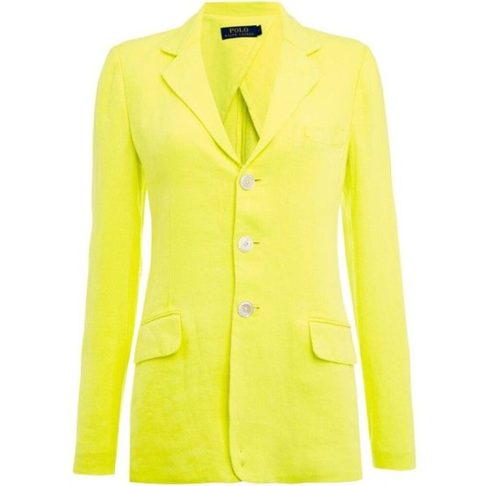 Polo Ralph Lauren Linen Blazer Jacket in Citrus Neon Yellow Size 8